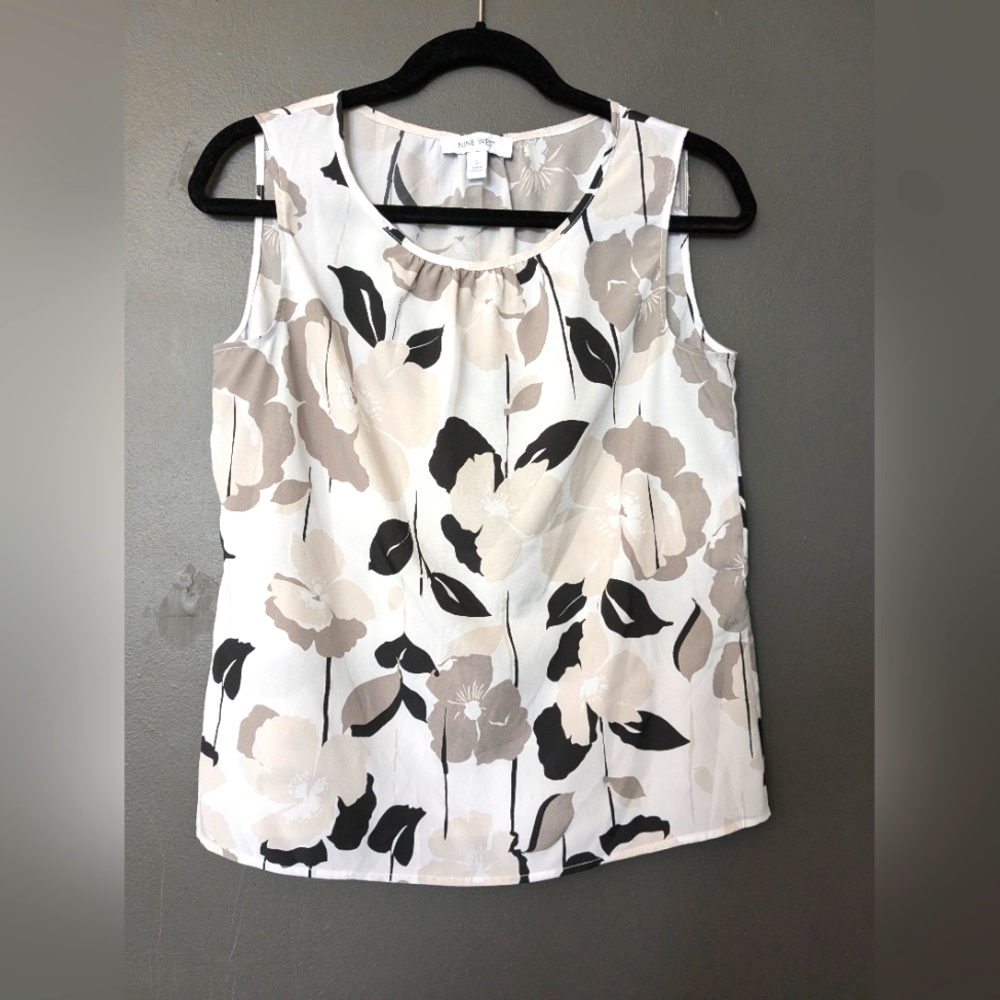 Nine West Women's Floral Print Blouse Top, Sz. SMALL